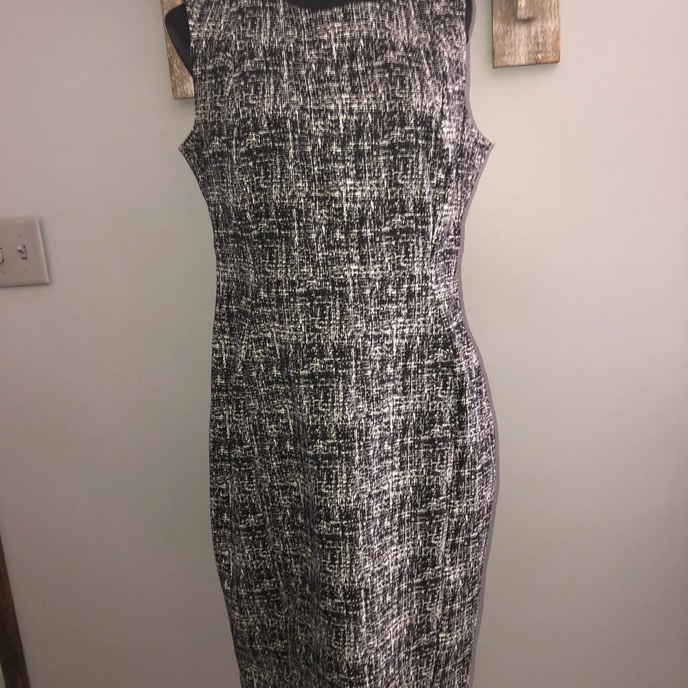 Calvin Klein Textured Black and White Midi Dress
